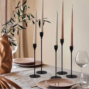 Black Metal Tapered Candle Holders Set of 3 - Sleek Modern Home Accent